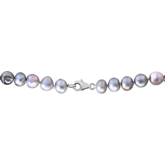 EFFY Pearl Necklace 7-8 Millimeter Black Freshwater Pearls Silver Claw Clasp NWT - Picture 6 of 8